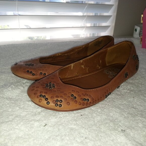 Brown Nine West Leather Ballet Flats Worn - Picture 5 of 11